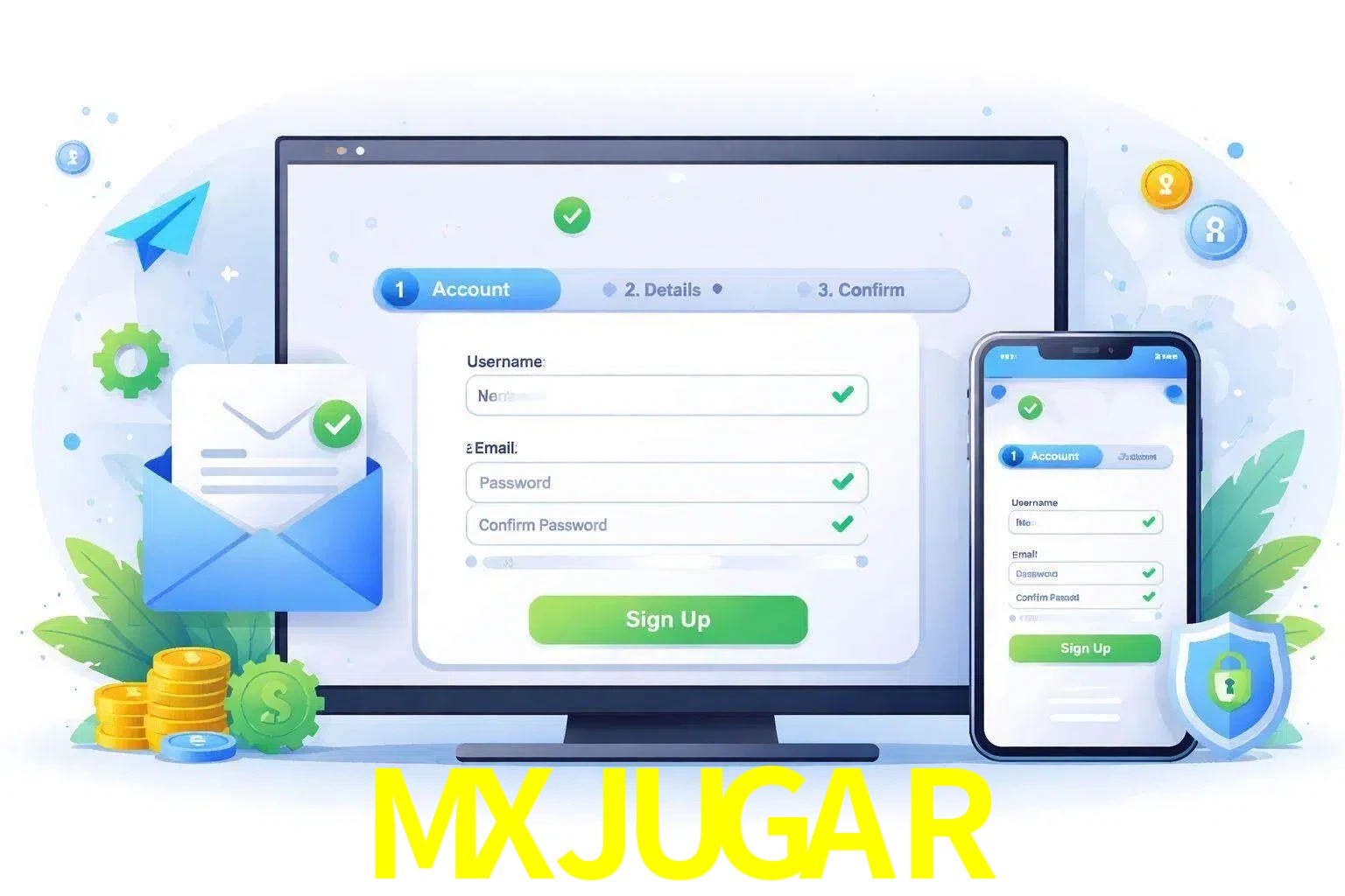 Registro de nuevo usuario y configuración de cuenta MXJUGAR